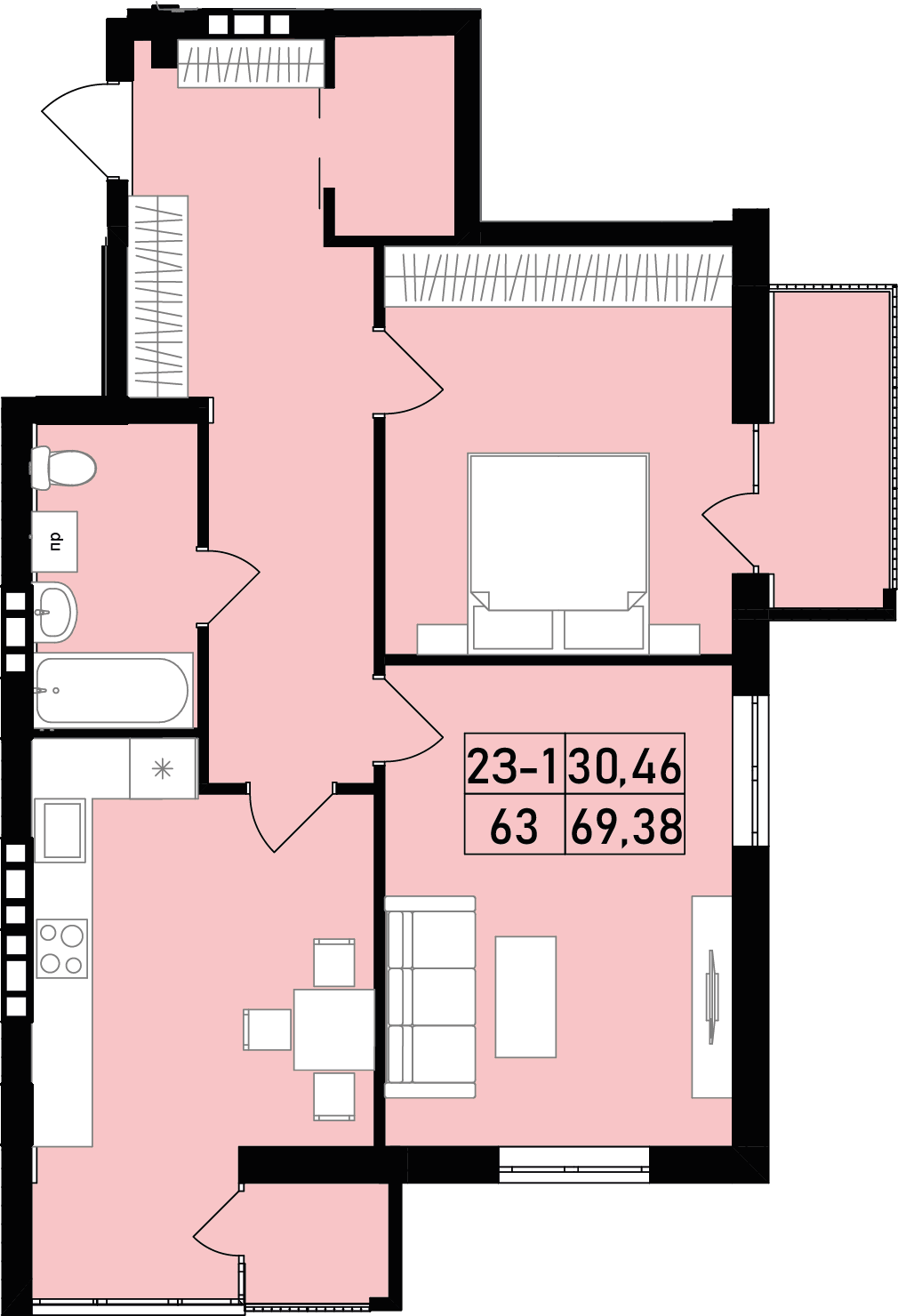 Квартира №63 (2-к) в ЖК «Family House»