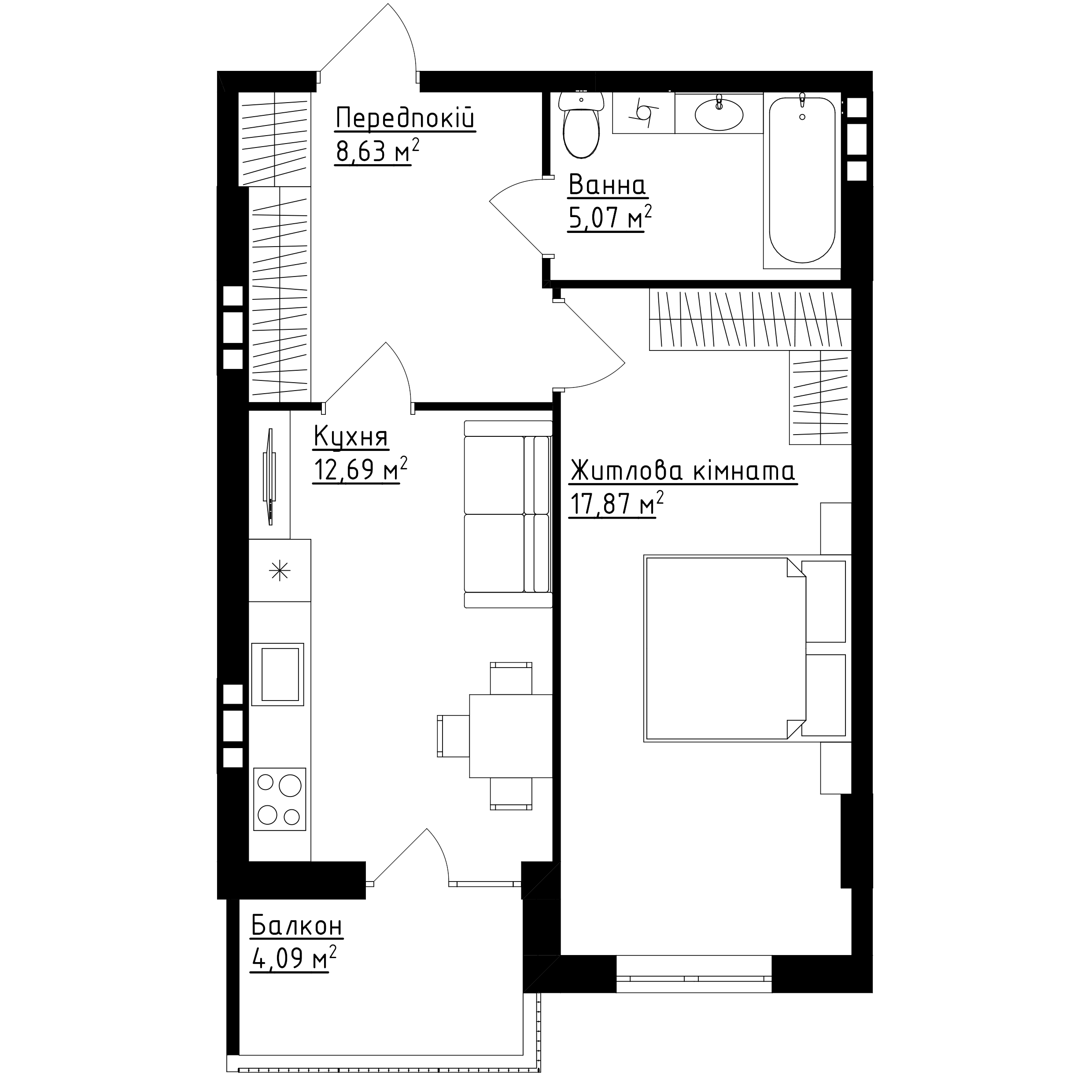 Квартира №53 (1-к) в ЖК «Family Comfort»