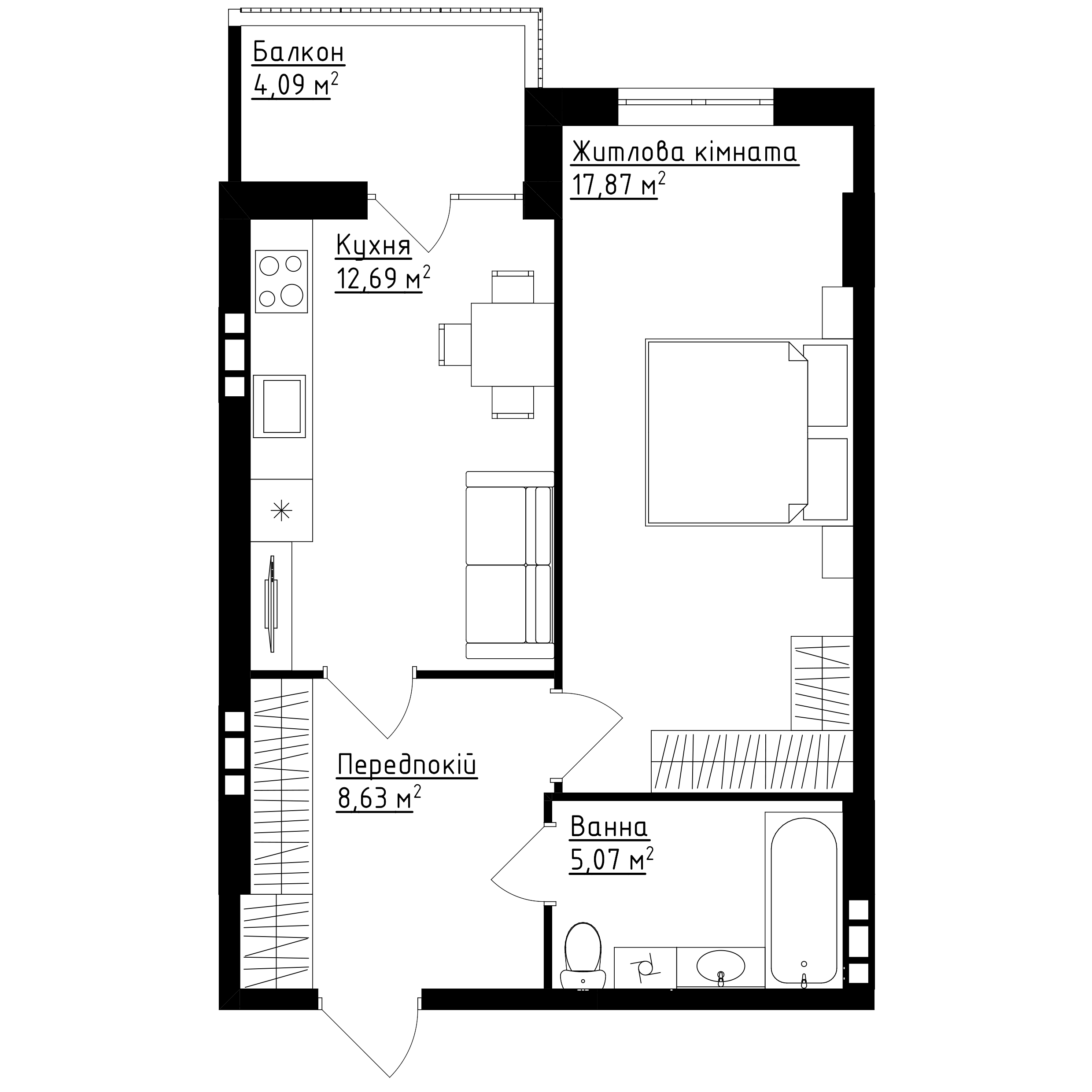 Квартира №30 (1-к) в ЖК «Family Comfort»