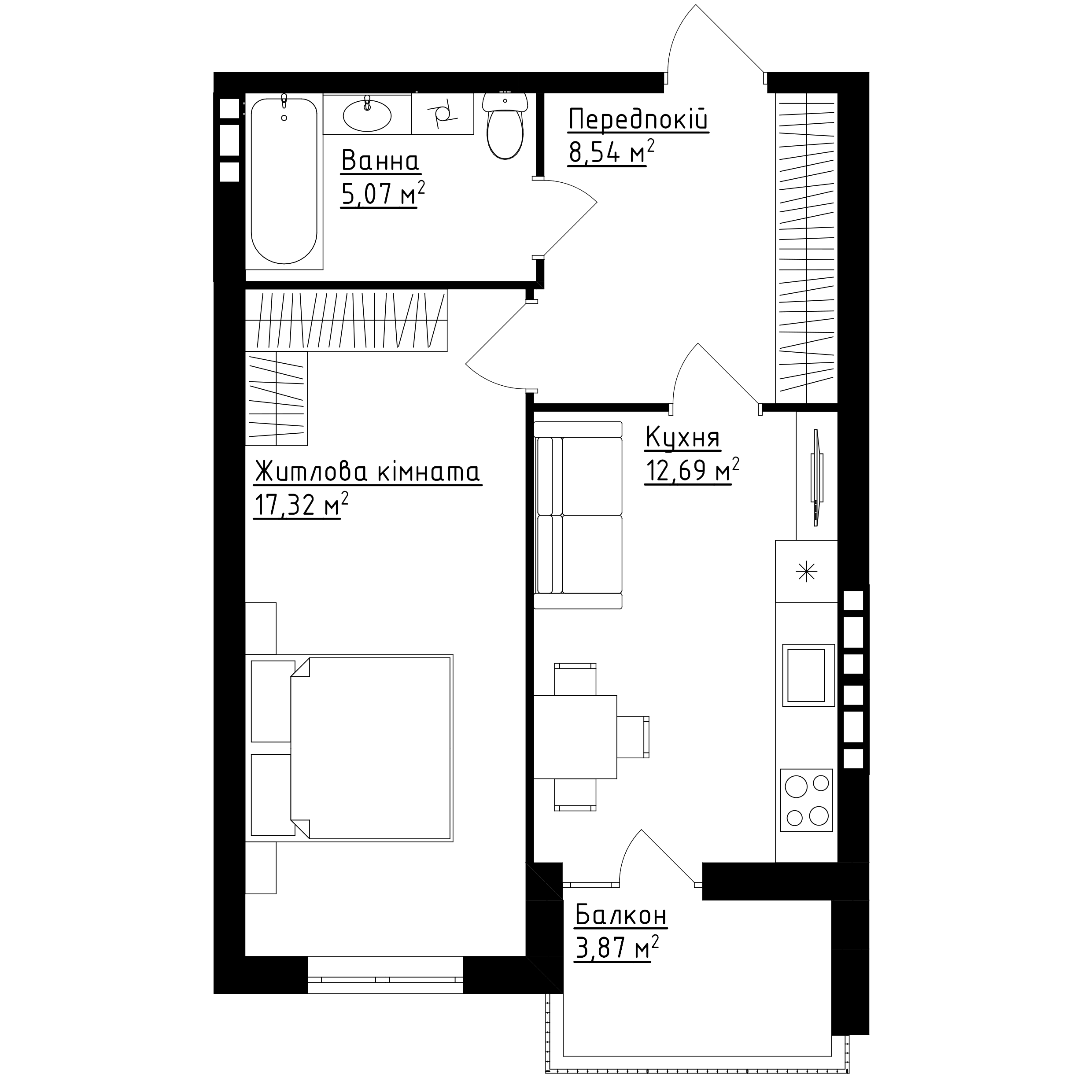 Квартира №26 (1-к) в ЖК «Family Comfort»