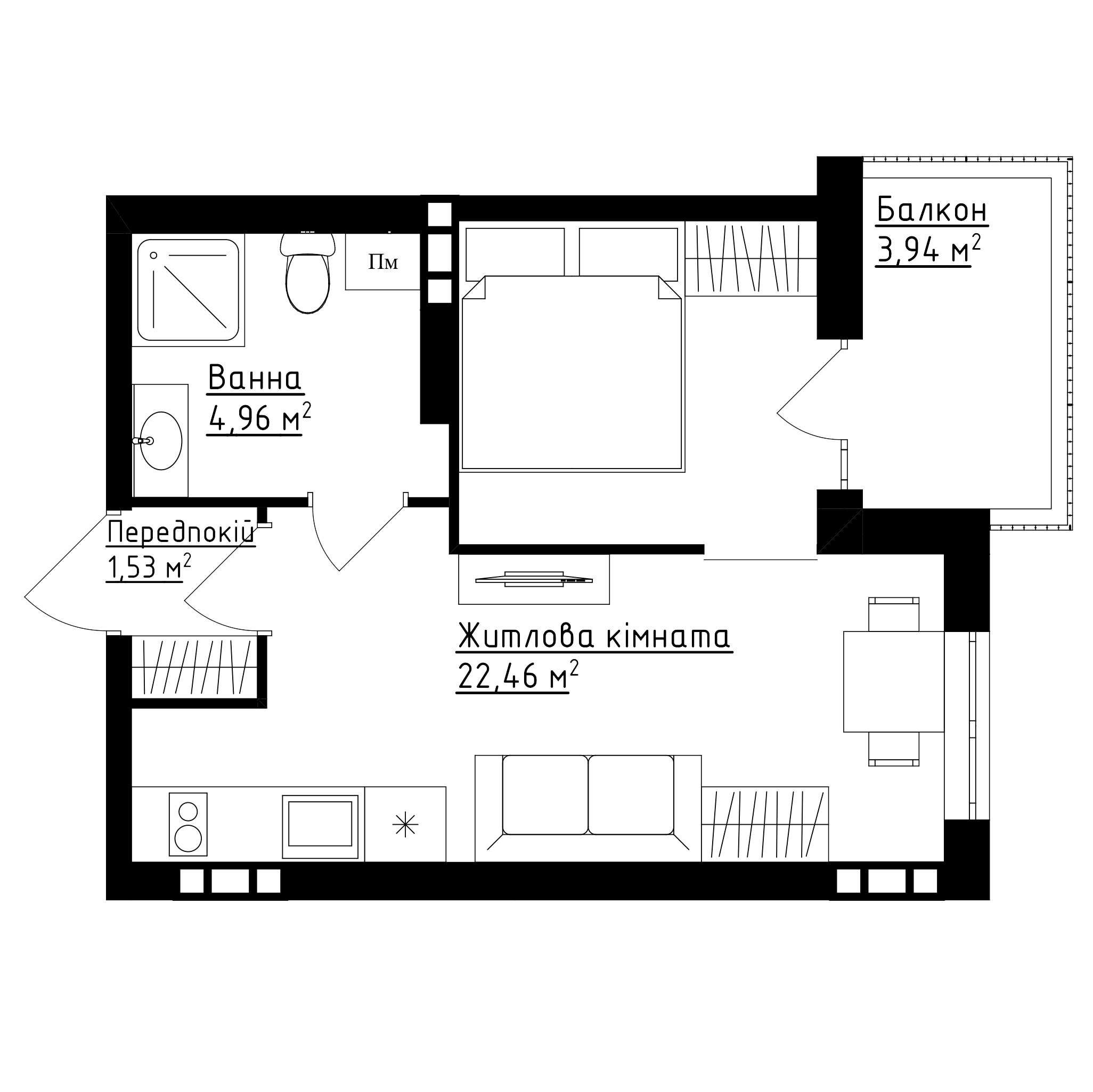 Квартира №113 (1-к) в ЖК «Family Comfort»