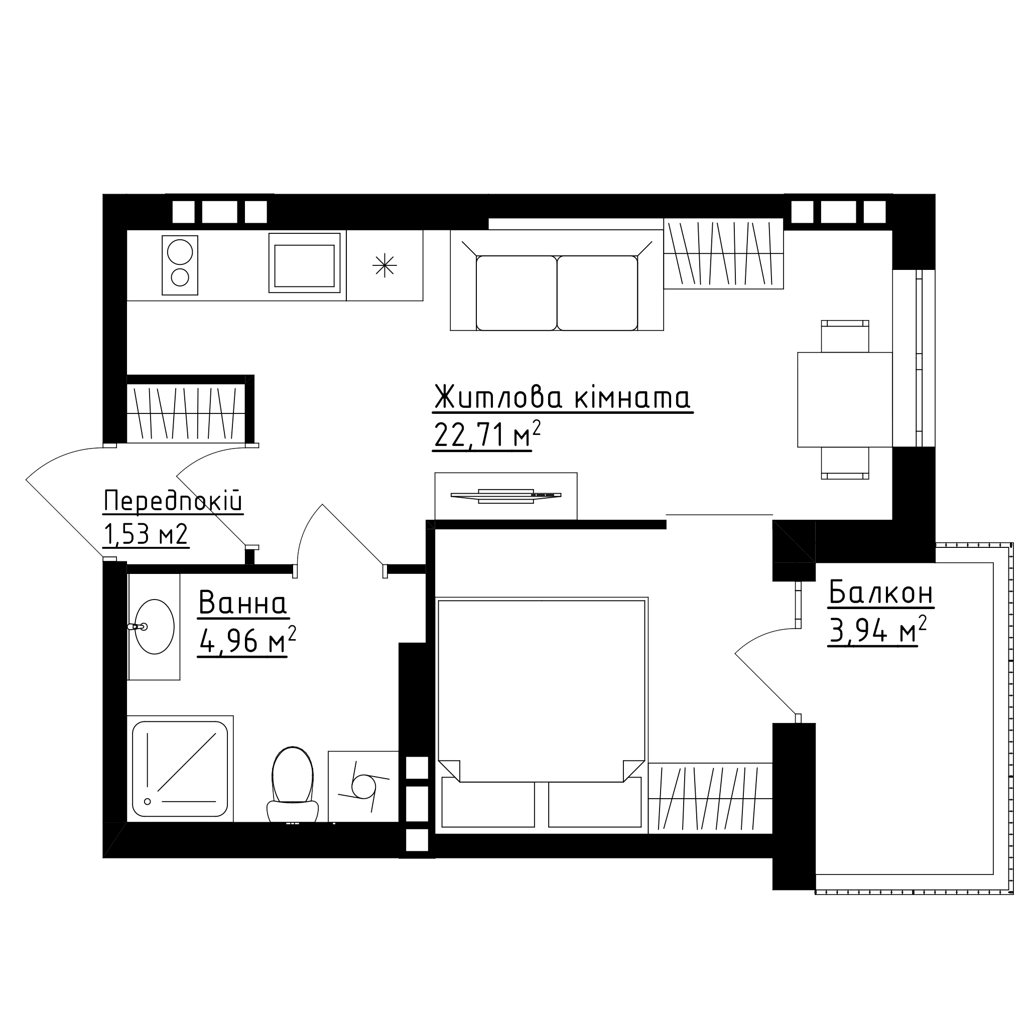 Квартира №114 (1-к) в ЖК «Family Comfort»