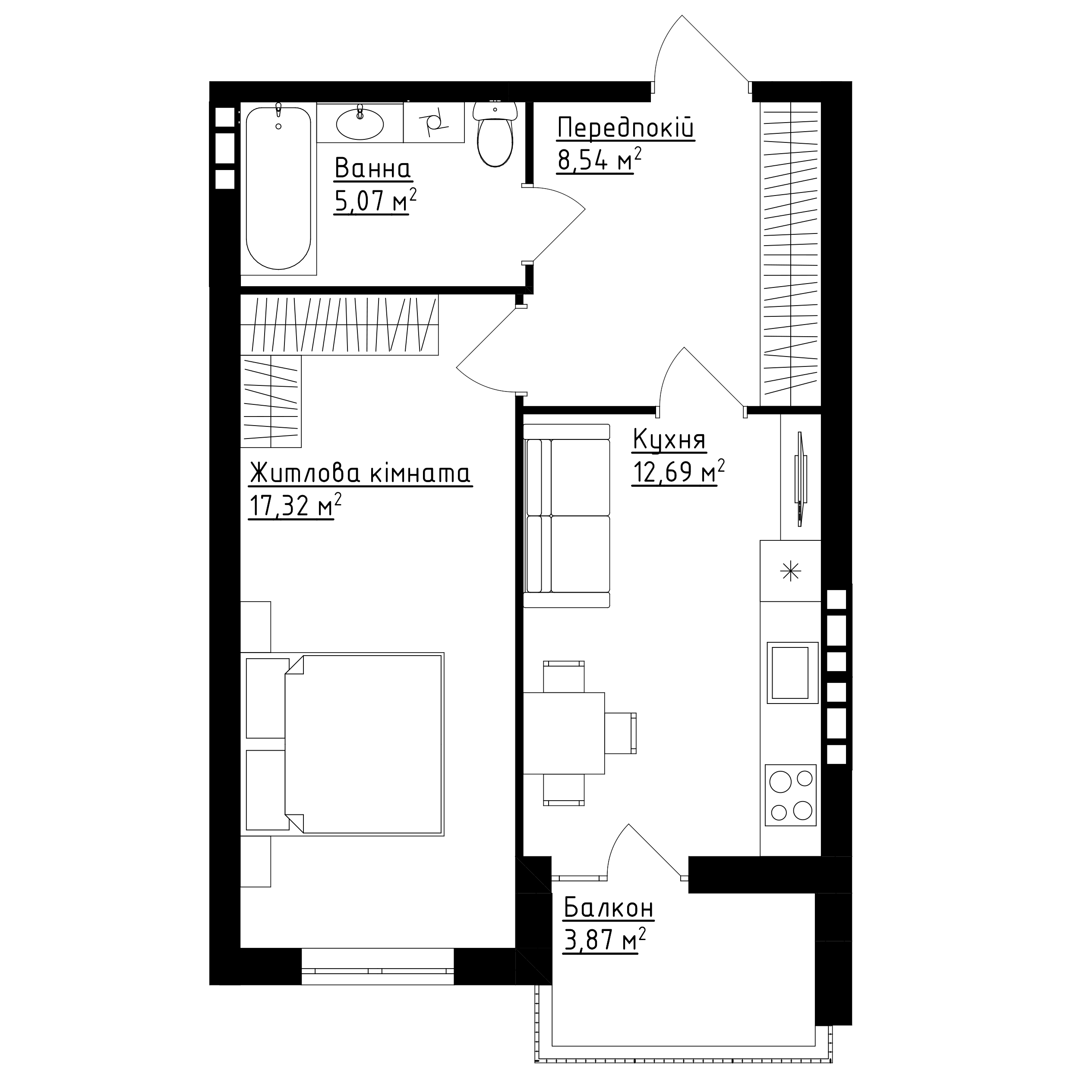 Квартира №103 (1-к) в ЖК «Family Comfort»